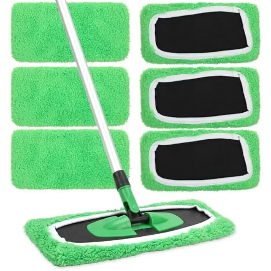 6Pcs Reusable Microfiber Mop Pads Replacement Microfiber Covers Dry Sweeping Cloths Washable Wet Pads for Surface Hardwood Floo