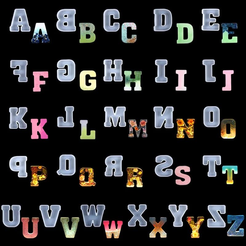 Nuovo Set di Stampi in Resina per Fai-da-Te, 26 Lettere Maiuscole dell'Alfabeto Inglese, Ornamenti per Portachiavi, Stampi in Resina/Silicone per Decorazioni Domestiche