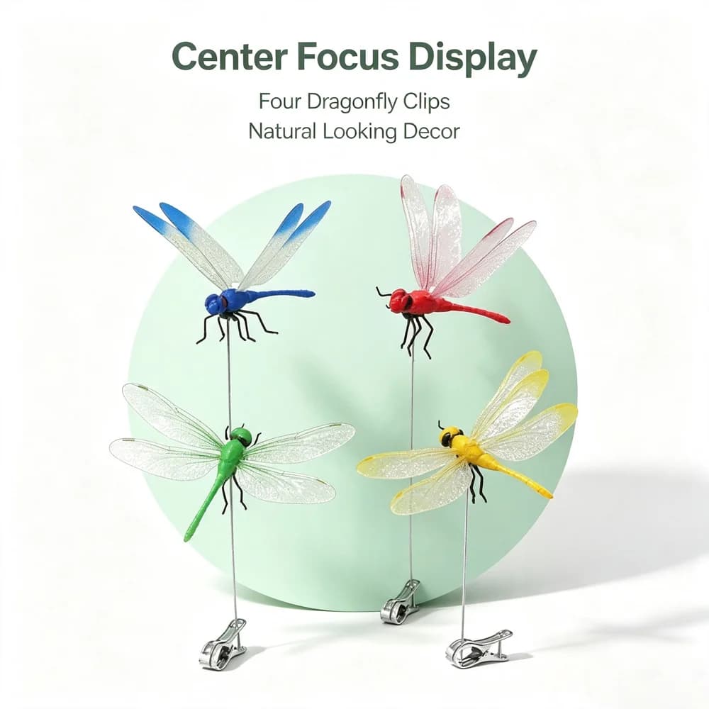 Simulation Dragonfly Clip Ornament Artificial Insect With Metal Clamp Indoor Outdoor Garden Potted Plant Flower Wedding Party