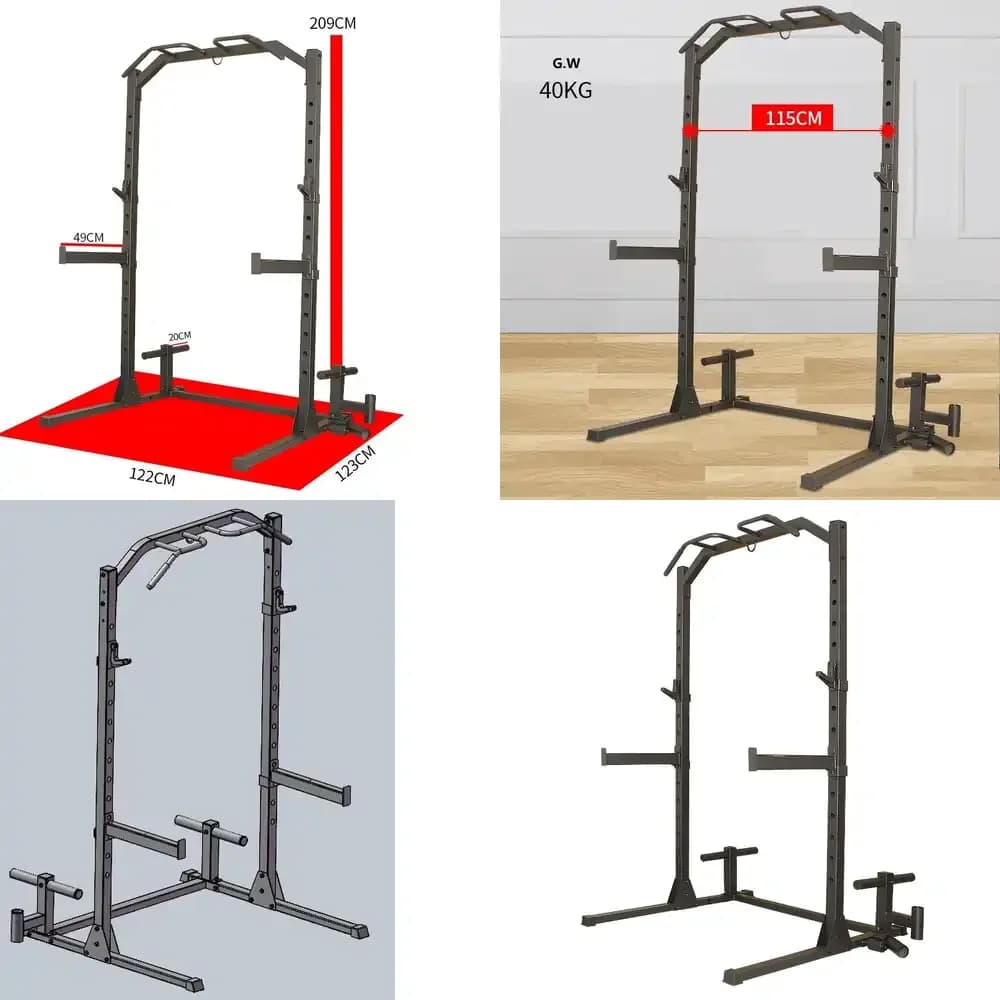 Supporto per Pesi Regolabile per Palestra e Fitness, per Allenamento Petto, Spalle e Schiena, con Barra per Trazioni