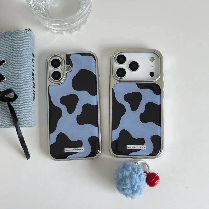 Blue Black Irregular Color Blocks Phone Case for iPhone 17, 16, 15, 14, 13, Pro, Promax, Shockproof, Dustproof,