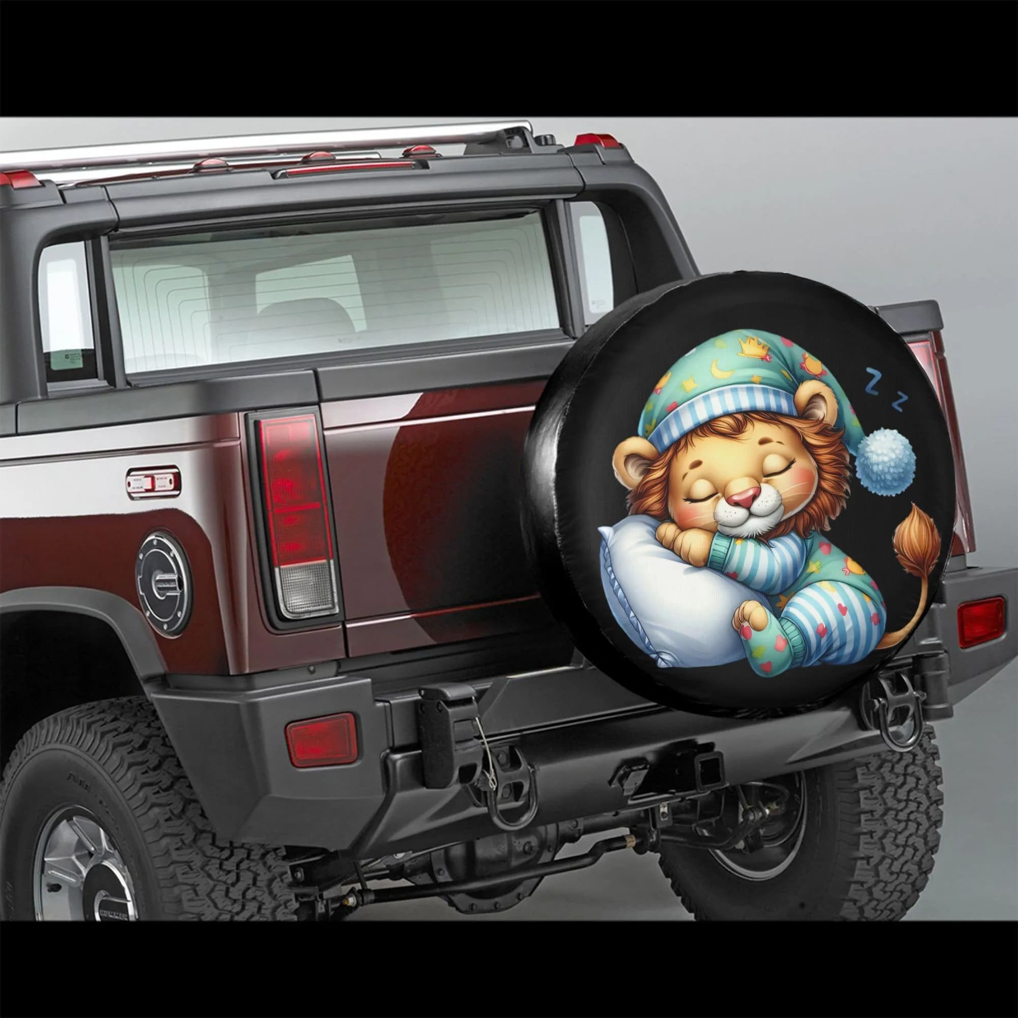 Copriruota di scorta Sleeping Lion Pajamas, protezione resistente in poliestere per SUV e camion