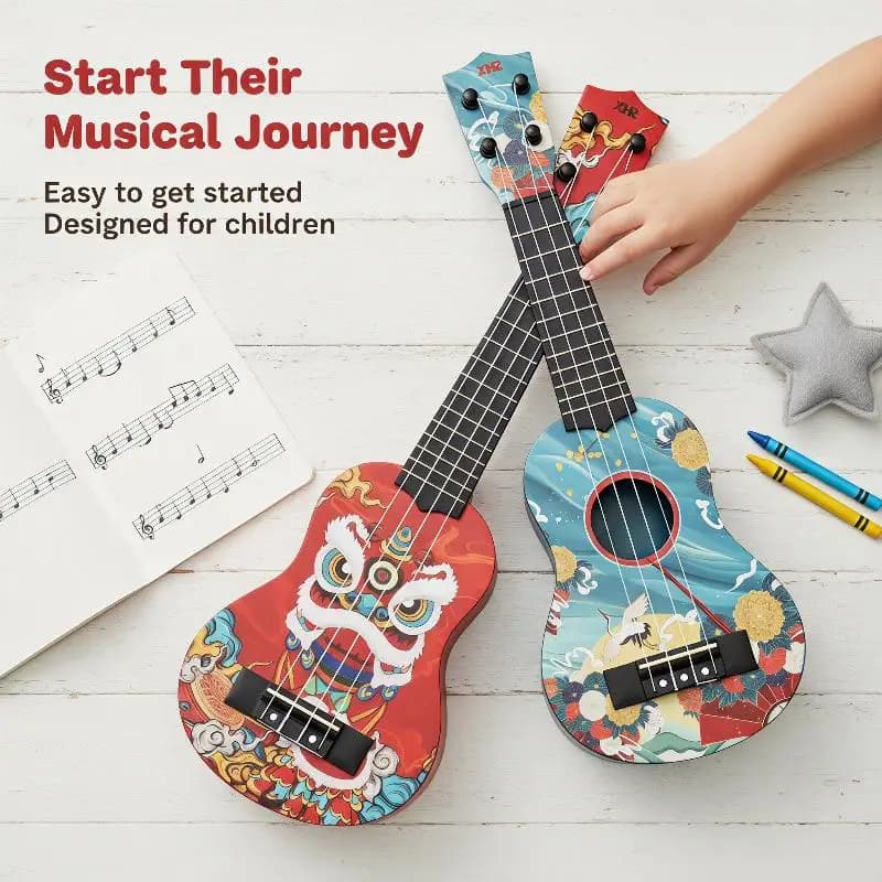 Classical Mini 4 Strings Ukulele Guitar Toy Durable Portable Musical Instrument for Kids Early Musical Learning