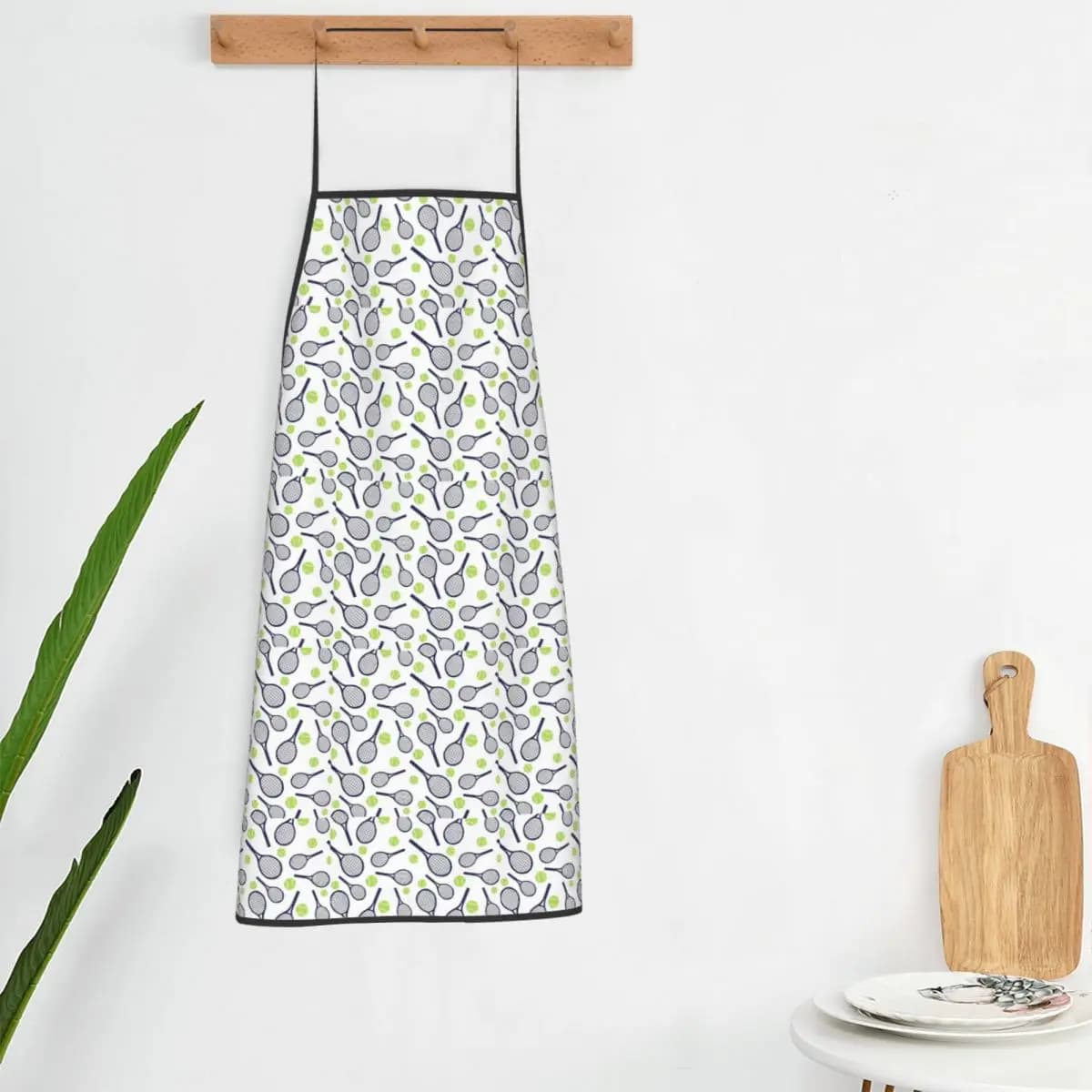 Tennis Racket And Ball Aprons Chef Cooking Cuisine Tablier Bib Kitchen Cleaning Pinafore for Women Men Gardening