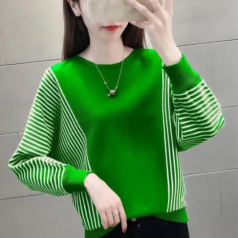 Moda manica a pipistrello lavorato a maglia maglione a righe impiombate abbigliamento donna 2022 autunno nuovi pullover Casual oversize top coreani