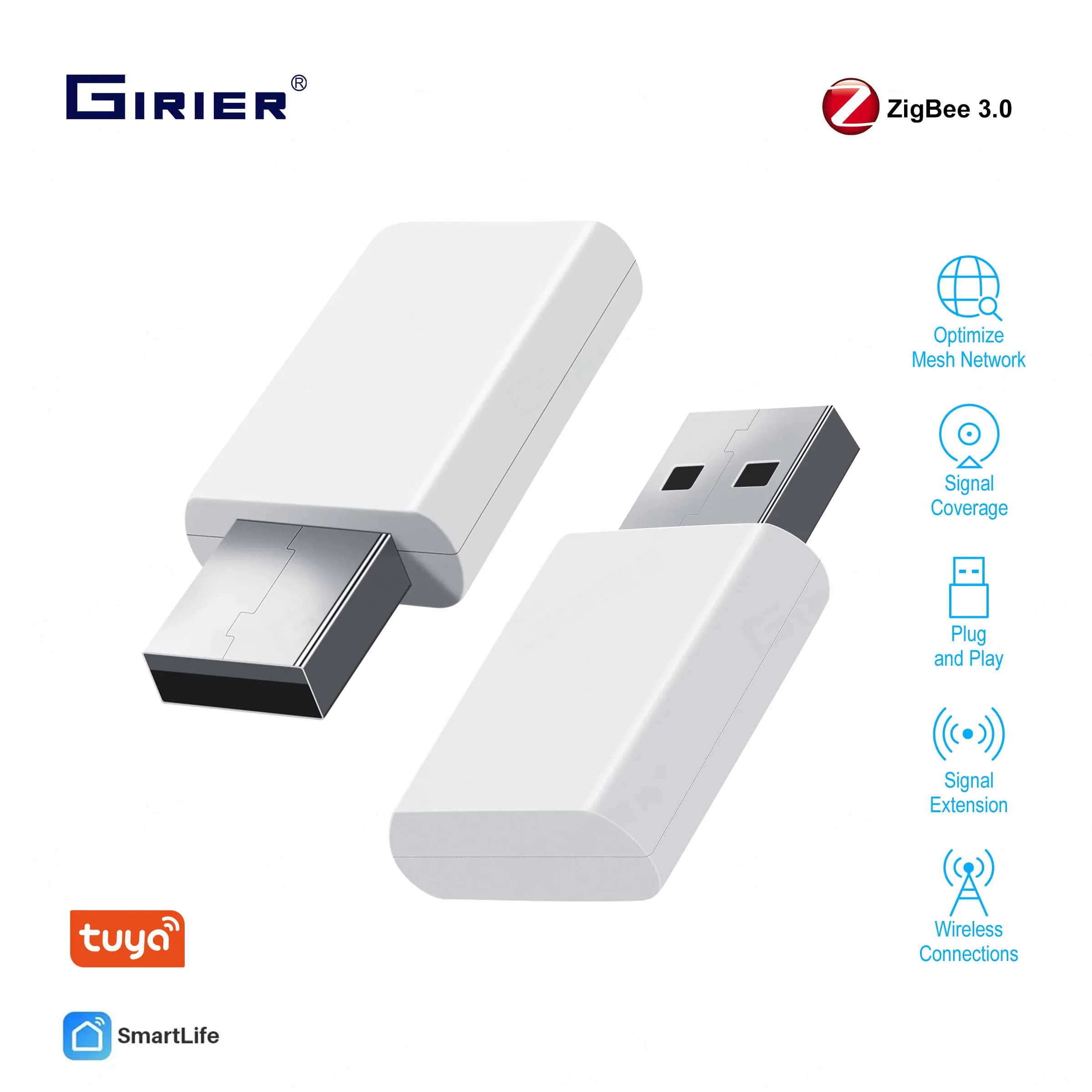 GIRIER ZigBee Repeater amplificatore USB Signal Extender per dispositivo Smart Home espandi 20-30M di rete stabile Tuya ZigBee Hub richiesto