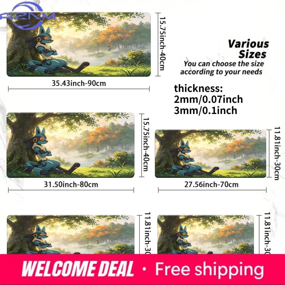 Tappetino da gioco Lucario Peaceful Forest Morning TCG, tappetino da scrivania antiscivolo