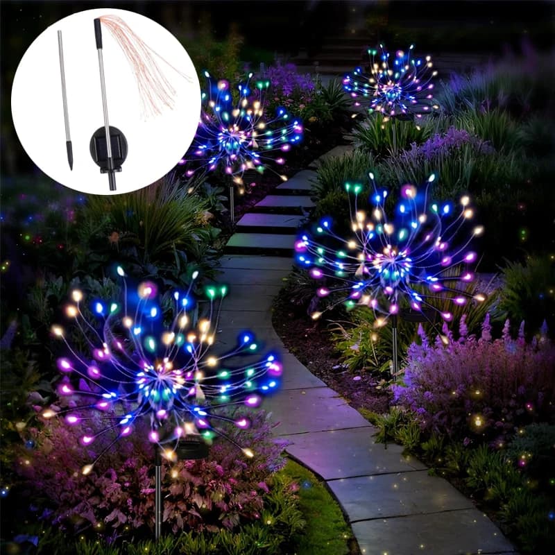 60/90/120/150/200LED Solare Esterna Erba Globo Dente di Leone Impermeabile Flash String Light Prato Fuochi D'artificio Lampada Giardino Decorazioni Di Natale