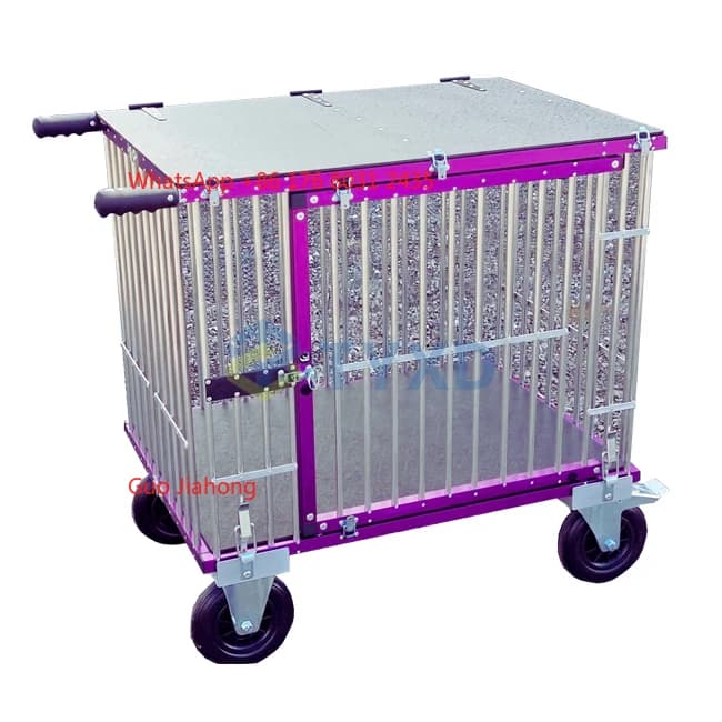 Carrello portatile grande per animali domestici Carrello pieghevole in alluminio per toelettatura cani con chiusura a bottone Elegante motivo animale