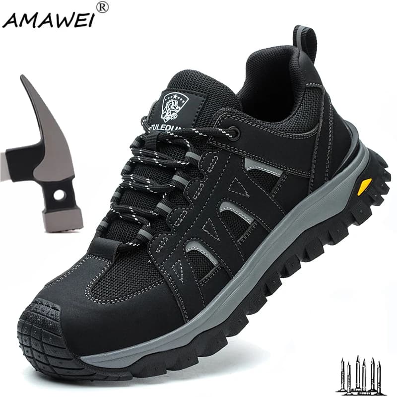 Scarpe antinfortunistiche con punta in acciaio Stivali antinfortunistici da lavoro da uomo Sneakers comode e traspiranti leggere Stivali da uomo Scarpe antiscivolo