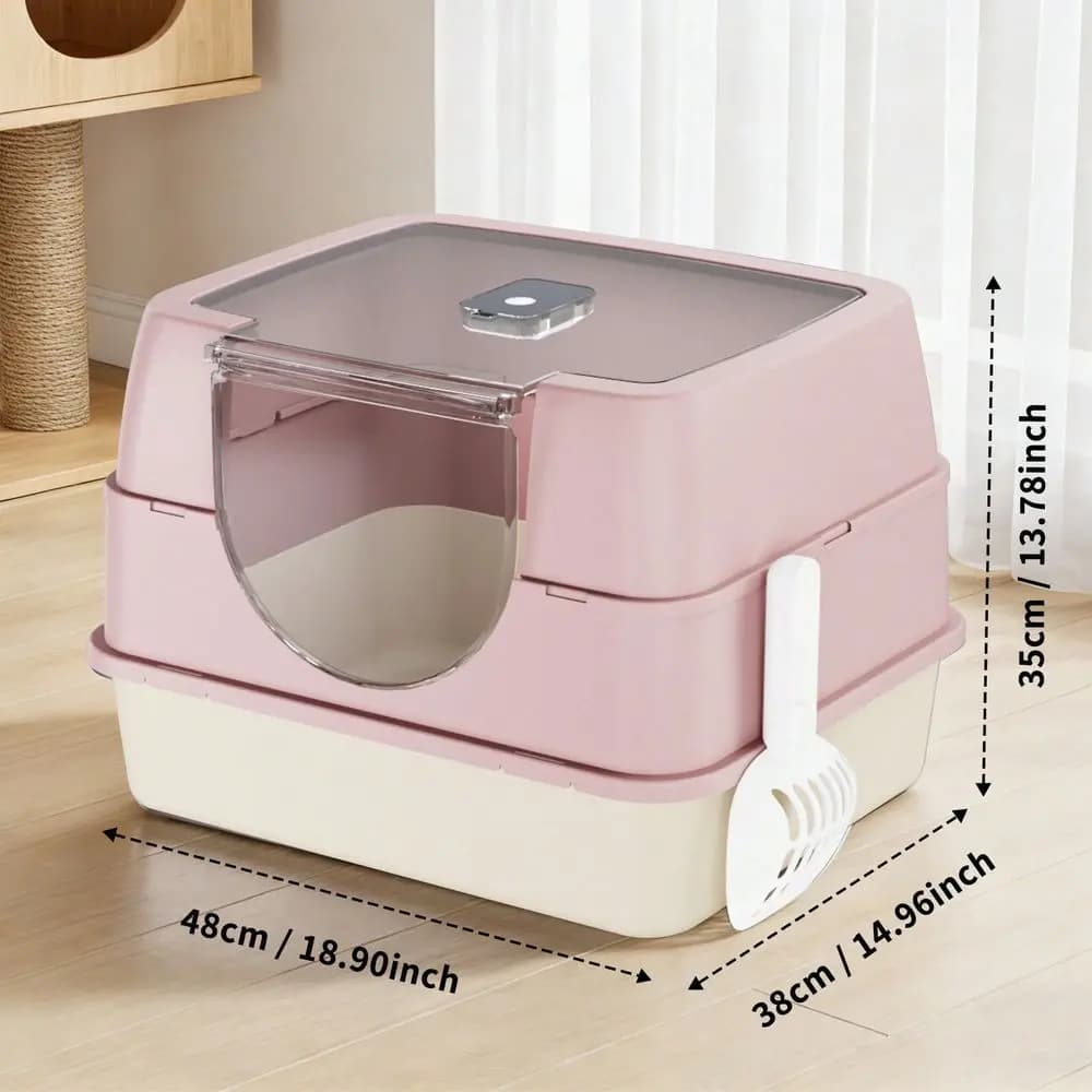 Spacious Litter Box For Cats That Is Completely Covered, Prevents Spills, Convenient To Store And Set Up, Can Accommodate For C
