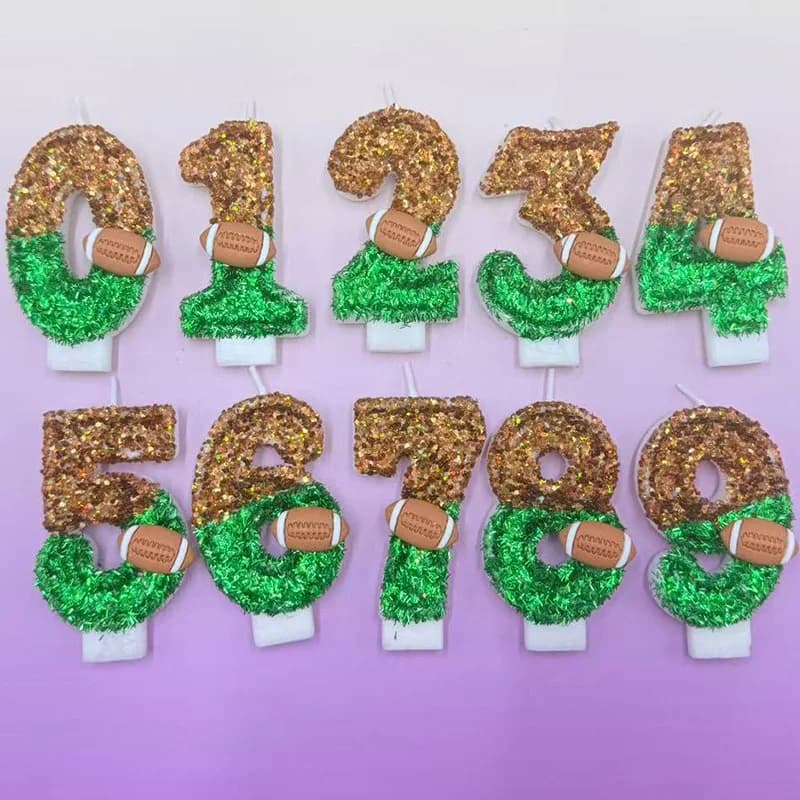 New 0-9 Number Birthday Candles original Green rugby birthday cake digital party anniversary candle decora
