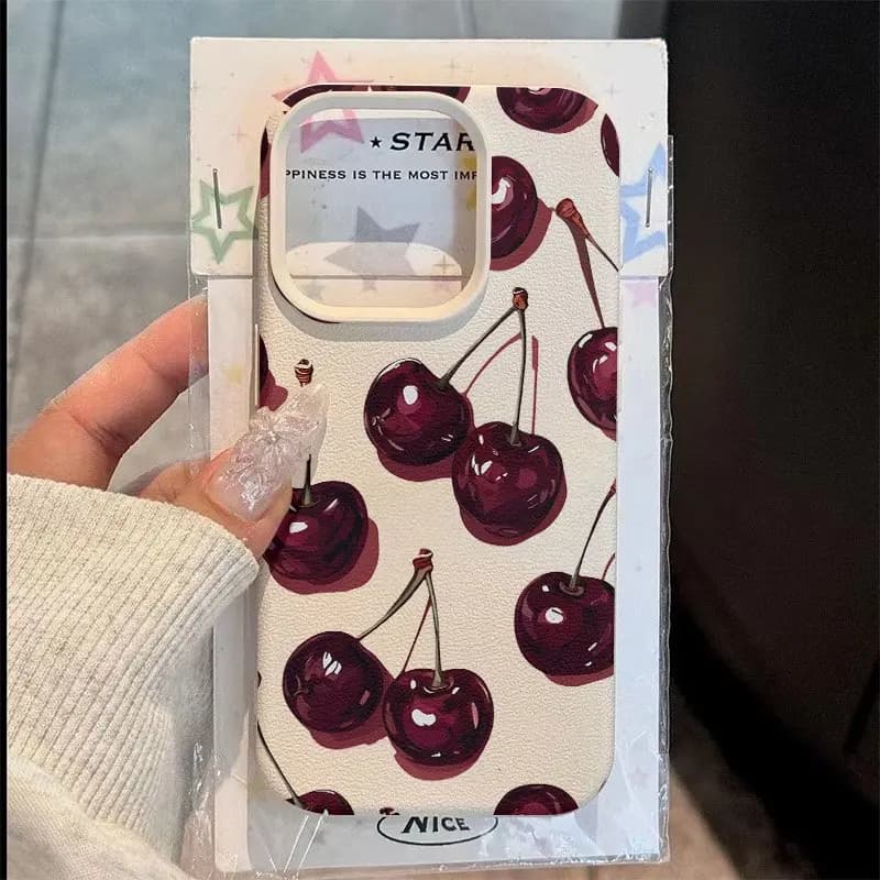 Red Cherry Printed Pattern Phone Case For Samsung Galaxy S25 Ultra S24 Plus S23 FE S22 S21 A56 A36 A25 A24 A54 A53 A55 A52 A35