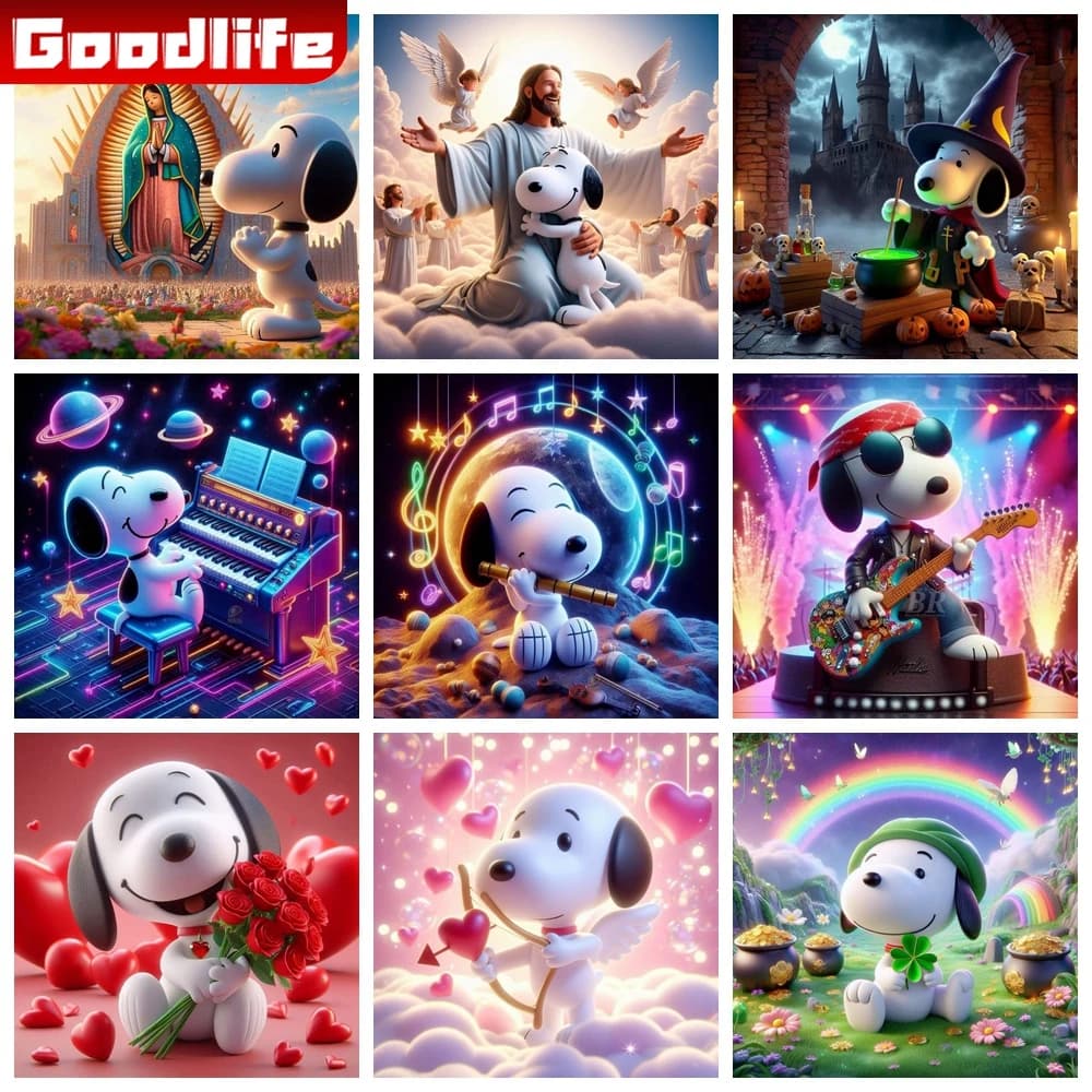 Cartoon Kawaii Snoopy 5D pittura diamante fai da te cane carino Comic Art ricamo mosaico punto croce decorazioni per la casa regalo per bambini