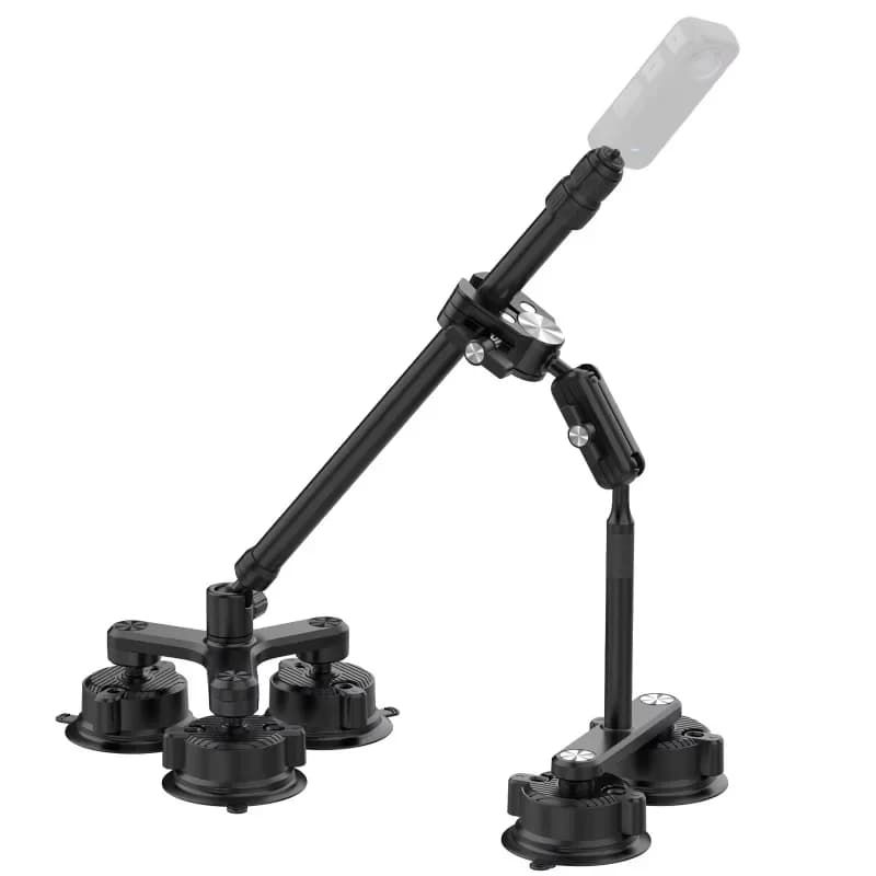 Kit supporto per action camera in lega di alluminio Asta selfie per auto con fotocamera 360 con supporto a ventosa