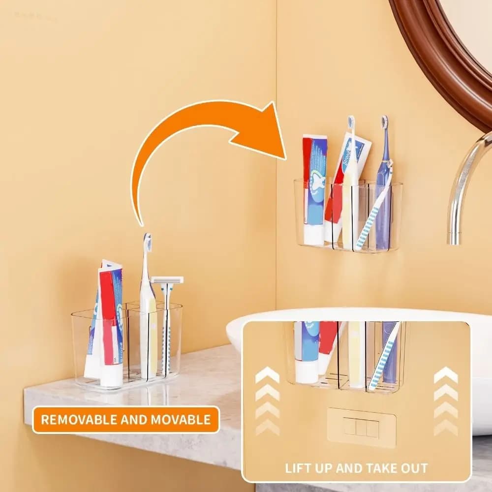 Organizzatore per spazzolino in plastica a 5 slot Porta dentifricio salvaspazio drenabile con divisore Porta dentifricio a parete