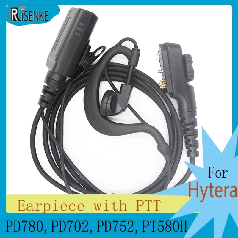 Cuffie radio a 2 vie per Hytera, cuffie, walkie talkie, auricolare con PTT, PD780, PD780g, PD785, PD785g, PT580H, 6 perni