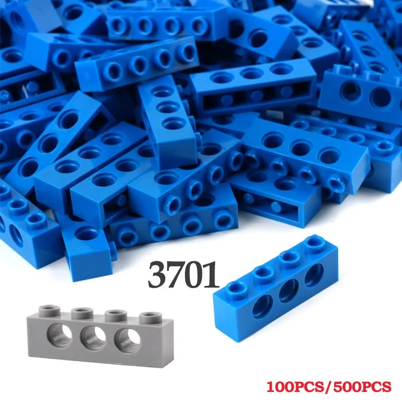 100PCS/500PCS 1x4 Con 3 Fori Tecnologia del Fascio Building Blocks Parti 3701 Assemblaggio Educativo MOC Piccoli Mattoni Giocattoli Accessori