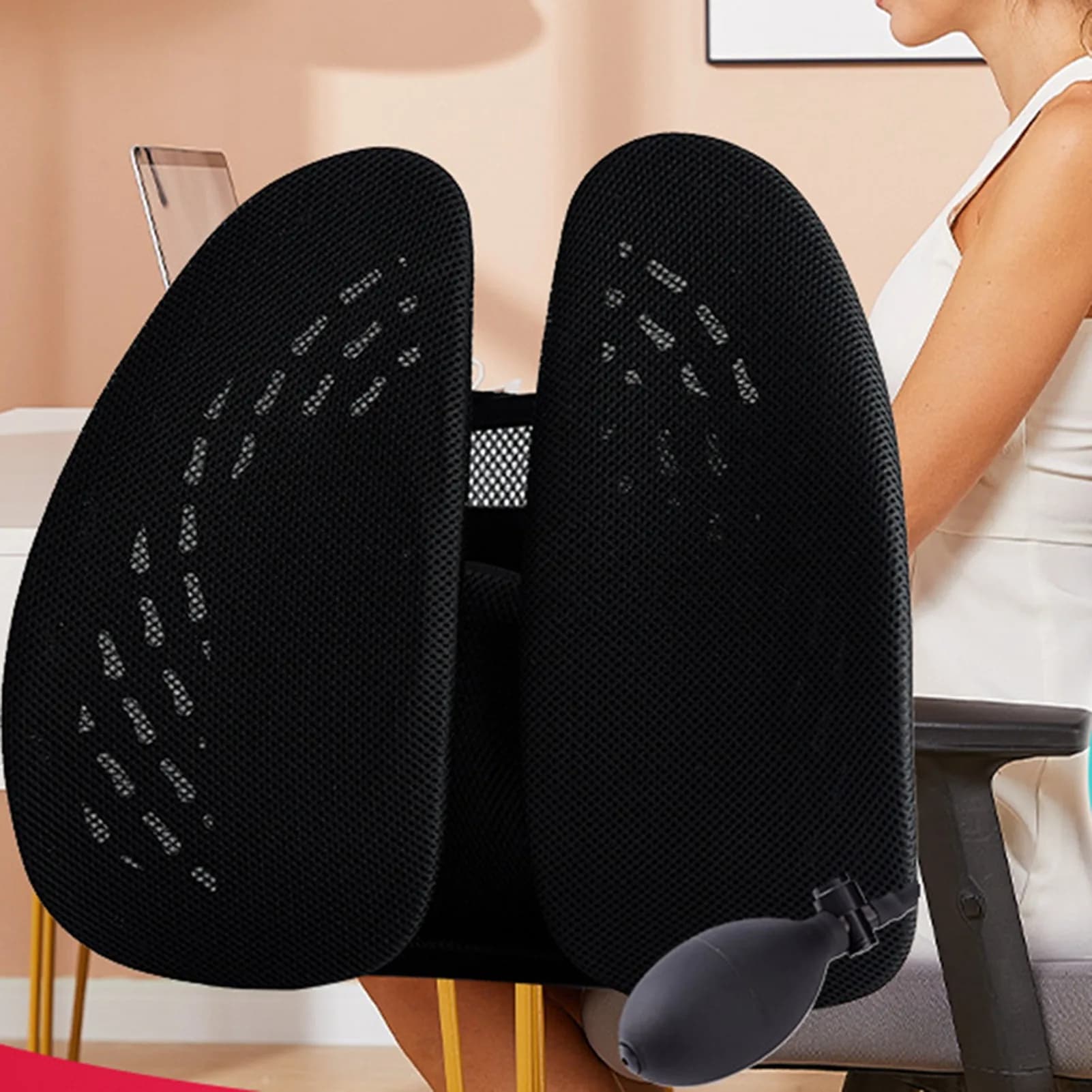 Supporto Lombare Ergonomico Regolabile, Cuscino per Sedia in Rete Traspirante, Supporto Rilassante per la Schiena per Lunghe Sessioni in Ufficio