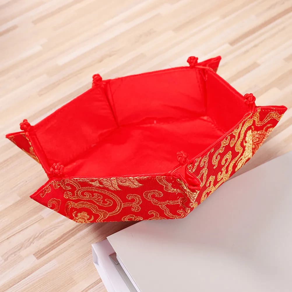 2 Pezzi Contenitore per Caramelle in Tessuto Broccato Stile Cinese per Matrimoni, Festival di Primavera, Capodanno, Scatola per Frutta Secca e Snack, Regalo per la Casa