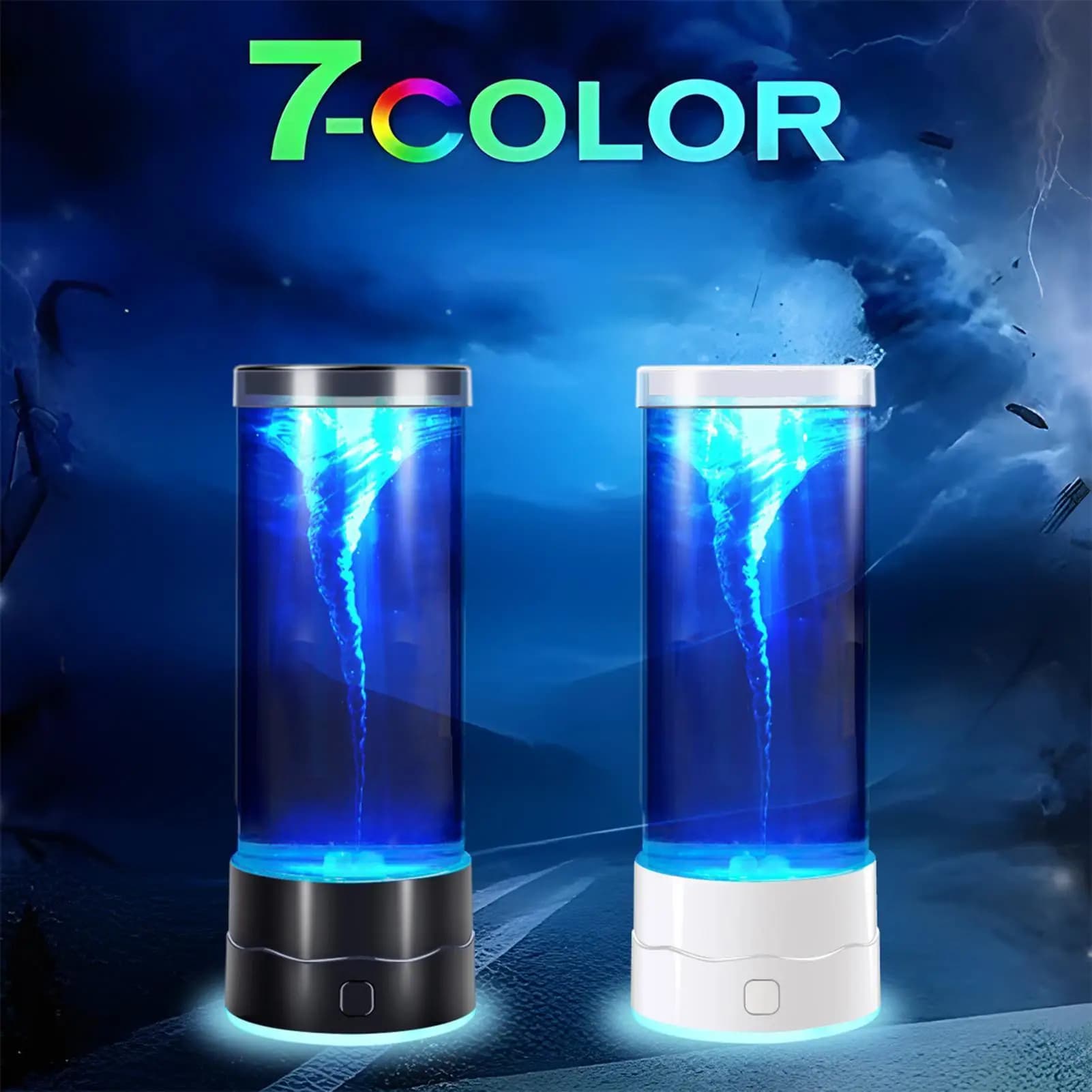 Tornado Luce notturna Lampada da tavolo divertente e fresca multicolore Decorazioni per la casa Luce notturna Tornado ad acqua per lo studio dell'appartamento dell'ufficio del dormitorio domestico