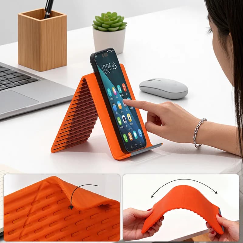 Supporto portatile in silicone per telefono, tablet e laptop, ideale per ufficio e viaggi