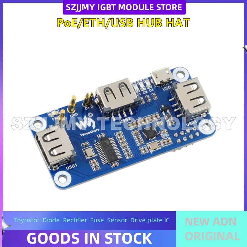 Raspberry Pi Zero WH PoE Ethernet Power Supply HUB USB to 3 channels Module expansion card Hub NEW ORIGINAL IN MAGAZZINO