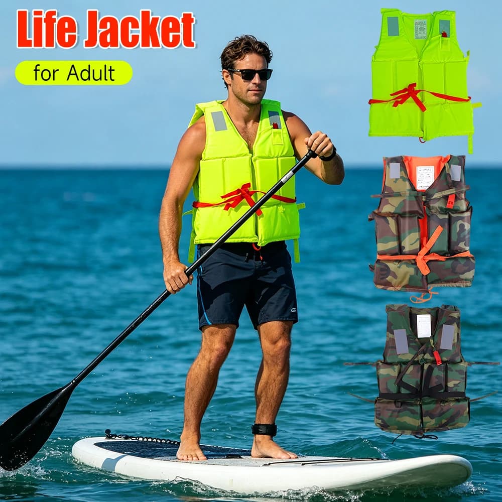 Safety Life Vest Life Jacket for Adult Water Sport Buoyancy Jacket Life Vest Swimming Boating Skiing Driving Vest Life Jacket