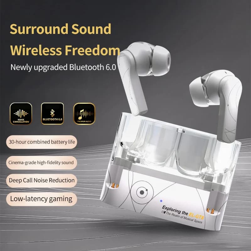 Auricolari Bluetooth 6.0 con Lunga Durata della Batteria, Bassa Latenza per Gaming, Connessione a Due Dispositivi con Commutazione Istantanea, Cuffie per Ascoltare Musica