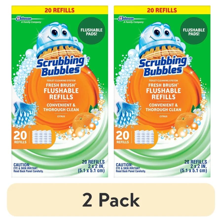 2 pack Toilet Bowl Cleaner Wand Refills Flushable Fresh Brush Cleaning Pads Citrus 20 Count 2 Pack