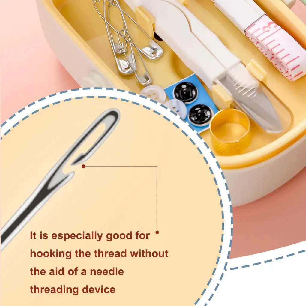 Kit da cucito Scatola Bottoni Riparazione Ricamo fai da te Cuciture a punto croce Aghi per quilting Set di fili con scatola di immagazzinaggio Blu Rosa