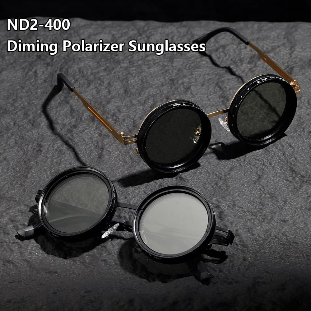 Cycling Glasses 9-level ND2-400 Adjustable Dimming Sunglasses Men Women Sun Glasses Anti UV Polarized ND Filter Shades
