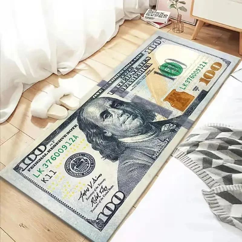 Tappeto VIKAMA con Stampa Dollaro, Antiscivolo, Decorazione Unica per Casa, Soggiorno, Ufficio, Cucina