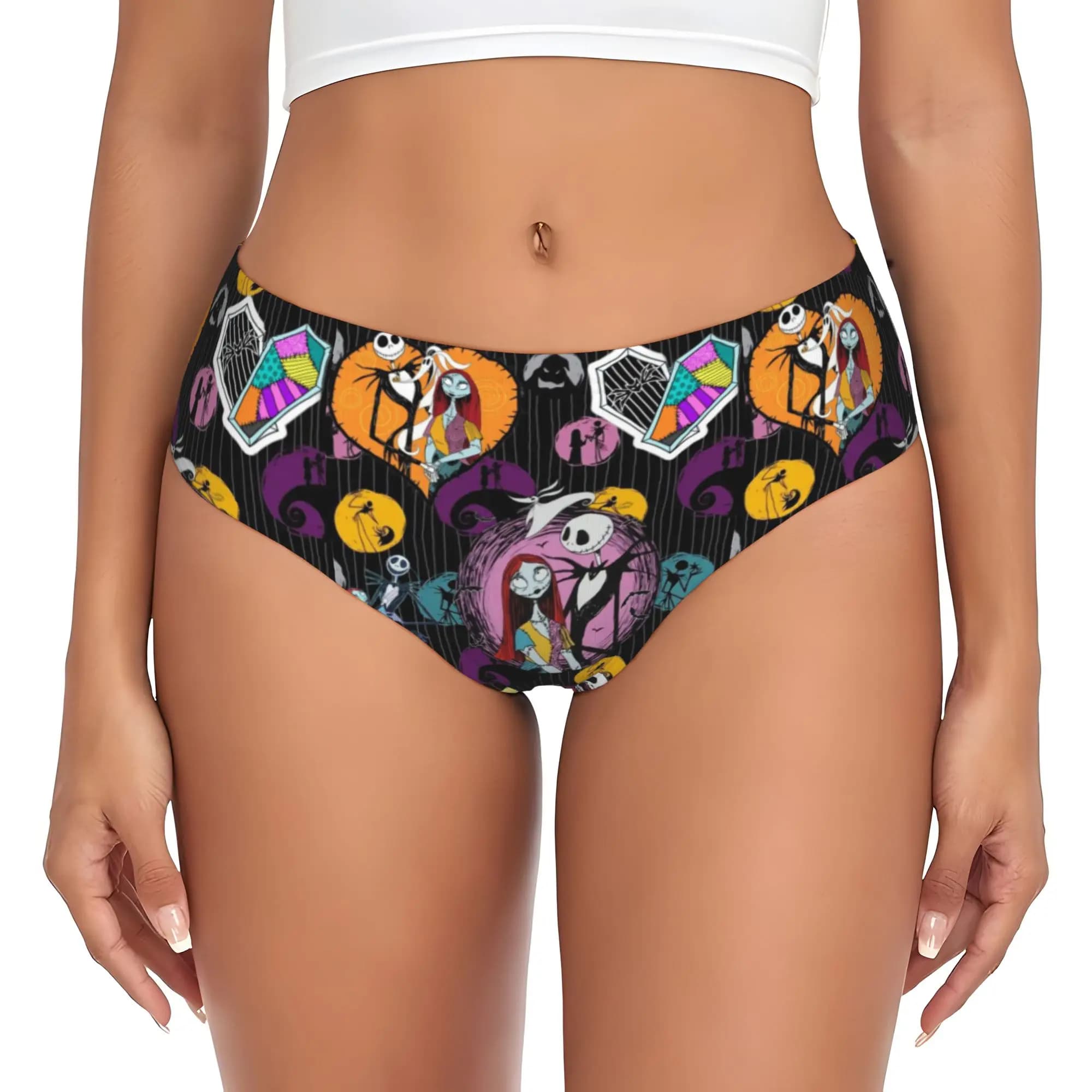 Custom Women Jack Anime S-Skellingtones Panties Stretch Briefs Underwear