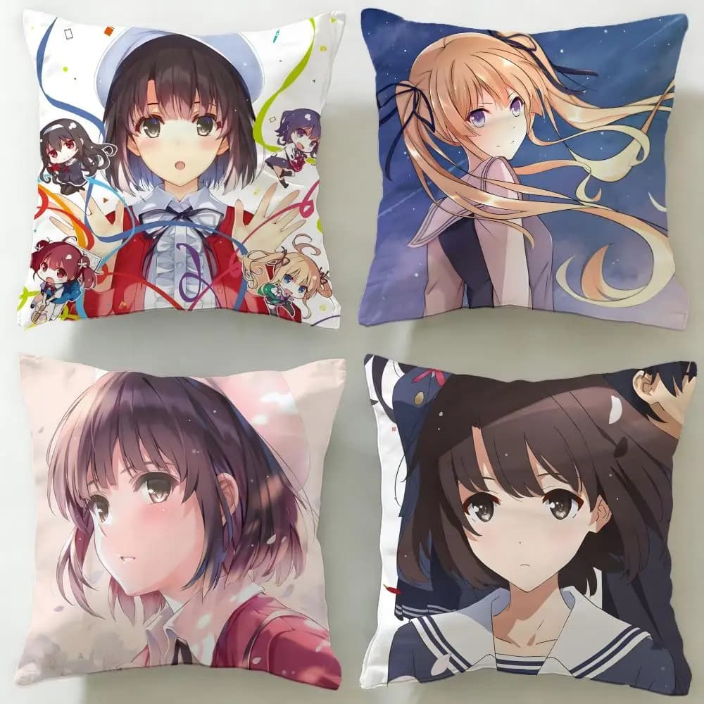 Fodera per cuscino Saekano in stile anime romantico, morbida e facile da lavare – Versatile per divano, letto, viaggi e ufficio