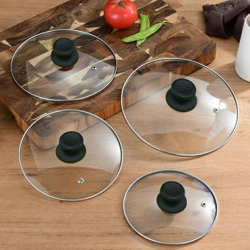 Resistente coperchio per pentola in vetro temperato, rotondo, antiscottatura, coperchio per padella, coperchio universale per padella Wok in acciaio inossidabile, parti di pentole