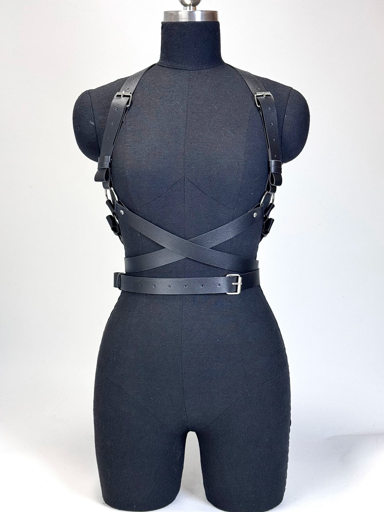 Wide Leather Belt Adjustable Women's Gothic Punk Leather Harness Belt Perfect Waist and Chest Charms for Holiday and Casual Wear