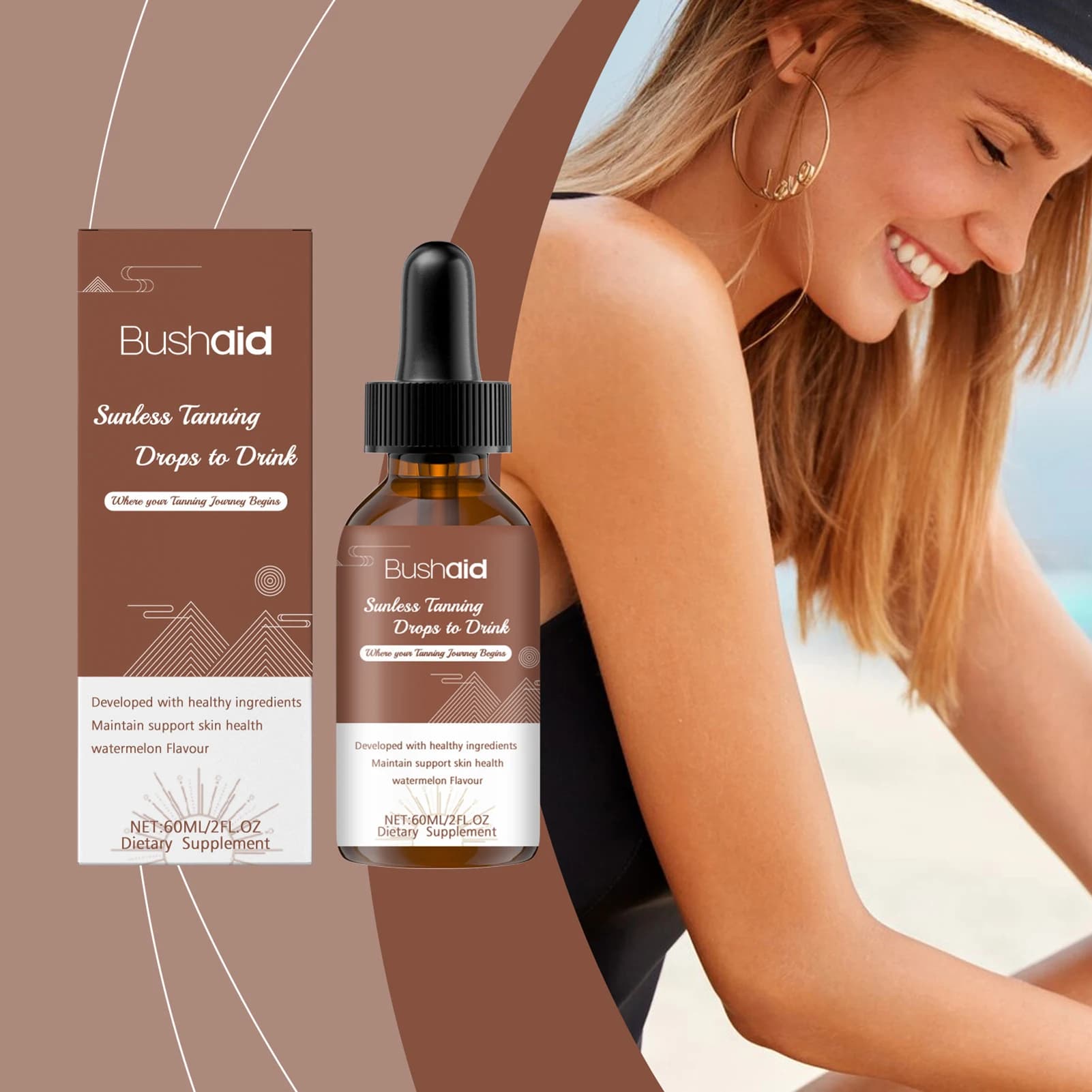 60 ml di abbronzatura gocce per bere bevibili gocce di abbronzatura senza sole Formule idratanti Acceleratore Tan-acceleratore Care della protezione solare all'aperto