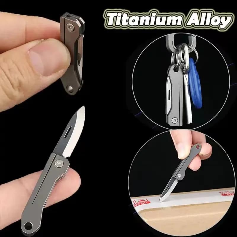 Coltello pieghevole affilato in lega di titanio Mini coltello in titanio Regalo Coltello da campeggio esterno Edc Portachiavi Ciondolo Disimballaggio Express Opener
