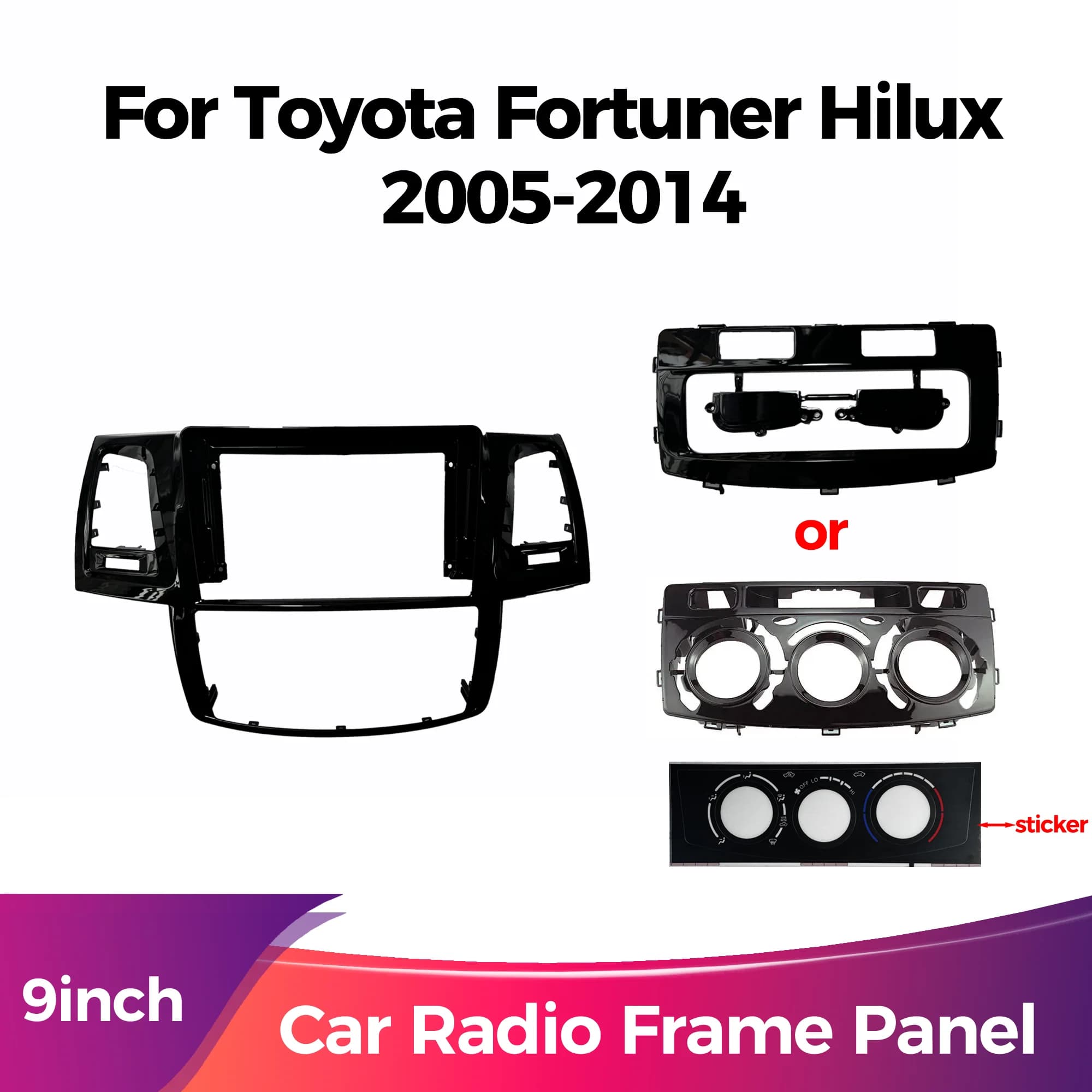 2Din 9 pollici Autoradio Fascias Installazione Dash Telaio Per Toyota Fortuner Hilux 2005-2014 Pannello DVD Mp5 Trim Auto radio telaio