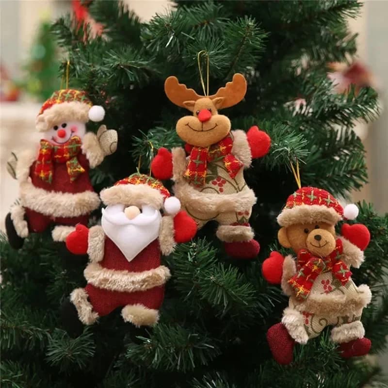 4/1 pezzi accessori per l'albero di Natale Babbo Natale pupazzo di neve cervo orso decorazioni in tessuto ornamenti natalizi regali decorazioni per la casa
