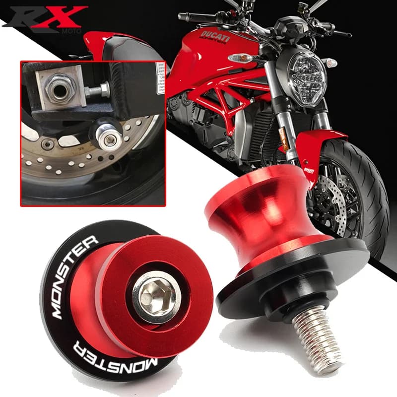 Per DUCATI MONSTER 695 696 796 797 821 Monster 1200 1200S 1200R 6MM Moto di Alluminio di CNC Forcellone Bobine Slider Stand Viti