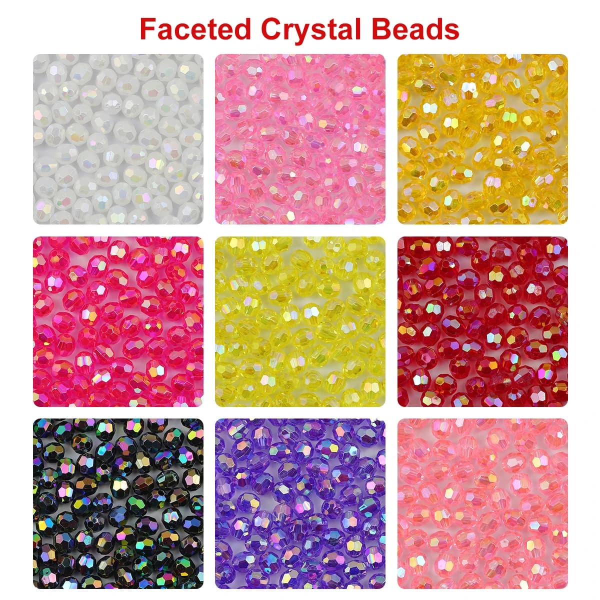 100 pz 8mm Colore Giallo Sfaccettato Rotondo Acrilico Distanziato Perline Sparse Per La Produzione di Gioielli Collana Del Braccialetto Eardrop Accessori FAI DA TE
