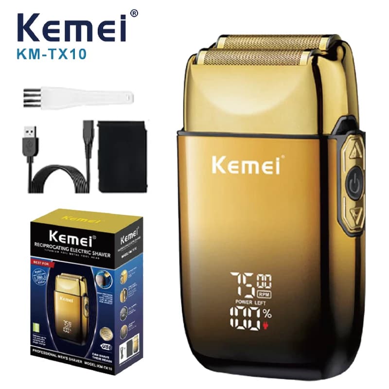 Kemei electric shaver KM-TX10 rechargeable for beard and head, for man, ideal for shaving the bald head.