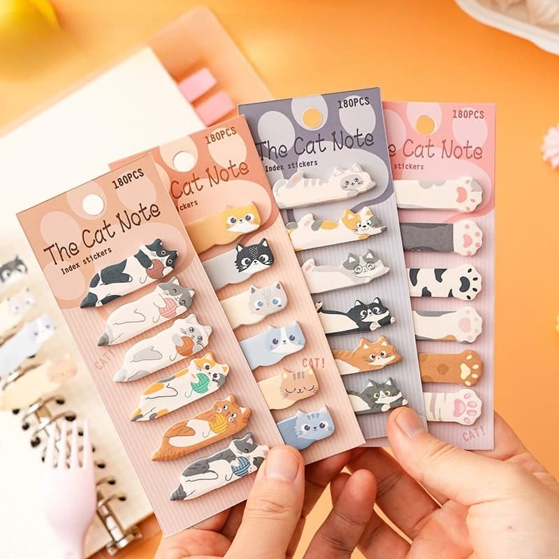 1 libro Cat Index Sticker Index Divisori Zampa di gatto Sticky Note Memo Pad Creativo Cartoon Animale Pubblicato Etichetta Regalo di cancelleria