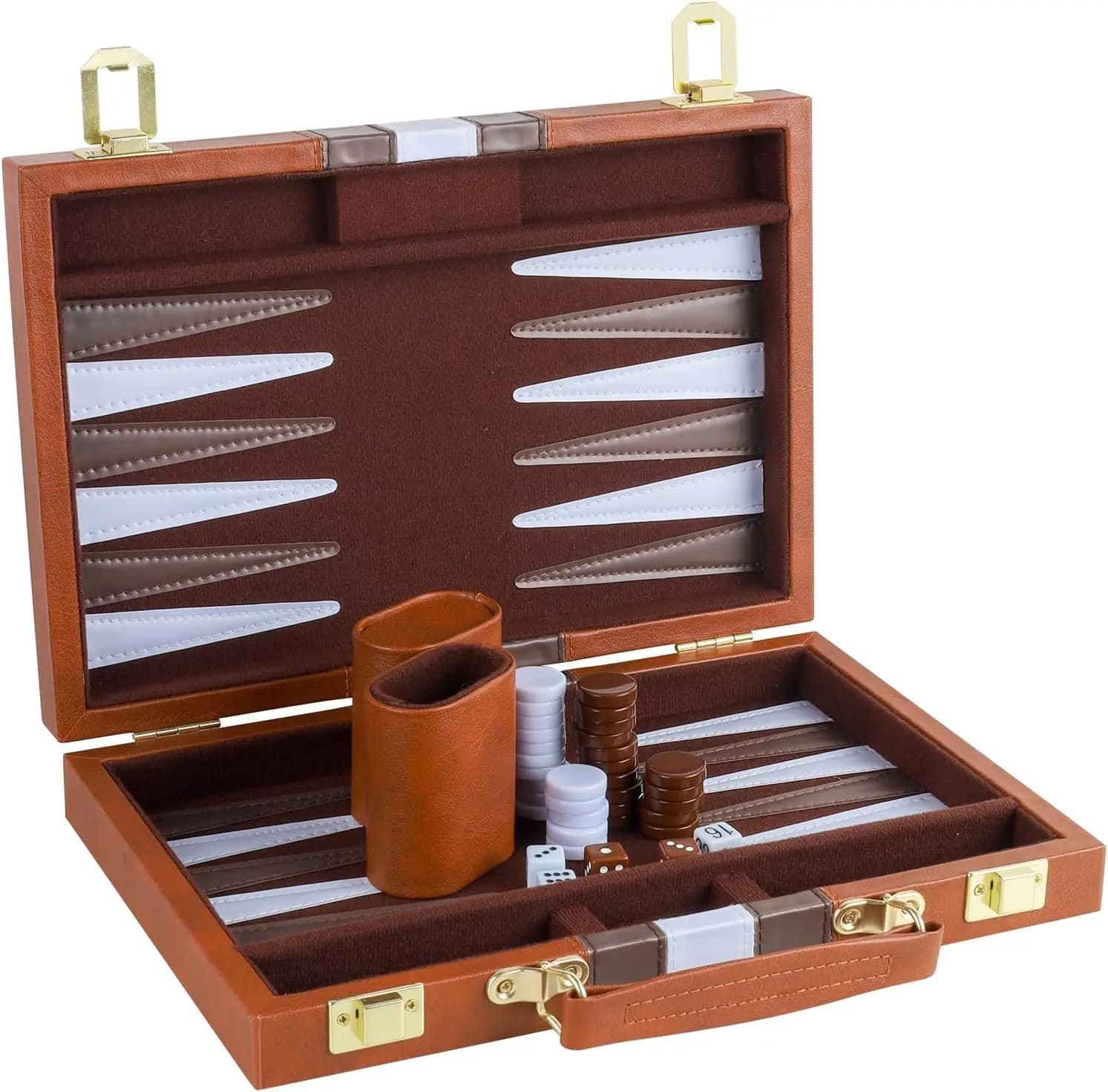 Nuovo classico set da backgammon con custodia in pelle Gioco da tavolo pieghevole portatile Regalo perfetto per gli appassionati di strategia