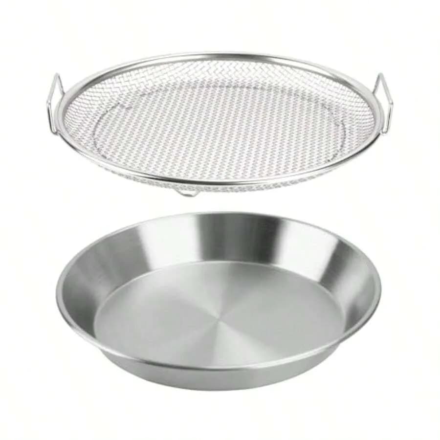 Cestello Scolapiatti in Rete di Acciaio Inossidabile per Filtro Olio, Accessori per Friggitrice ad Aria, Griglia per Scolare Alimenti Fritti, Barbecue