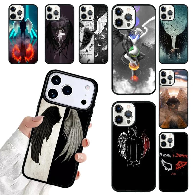 Devil Angel Phone Case For iPhone 17 16 15 14 13 12 11 Pro Max 17air Shockproof Cover Fundas