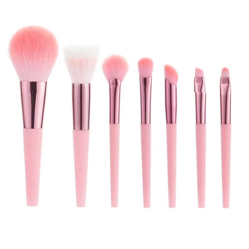 Set di pennelli per trucco rosa da 7 pezzi, morbidi e soffici, professionali, per fondotinta, polvere, ombretto, strumento di bellezza per sfumare il trucco