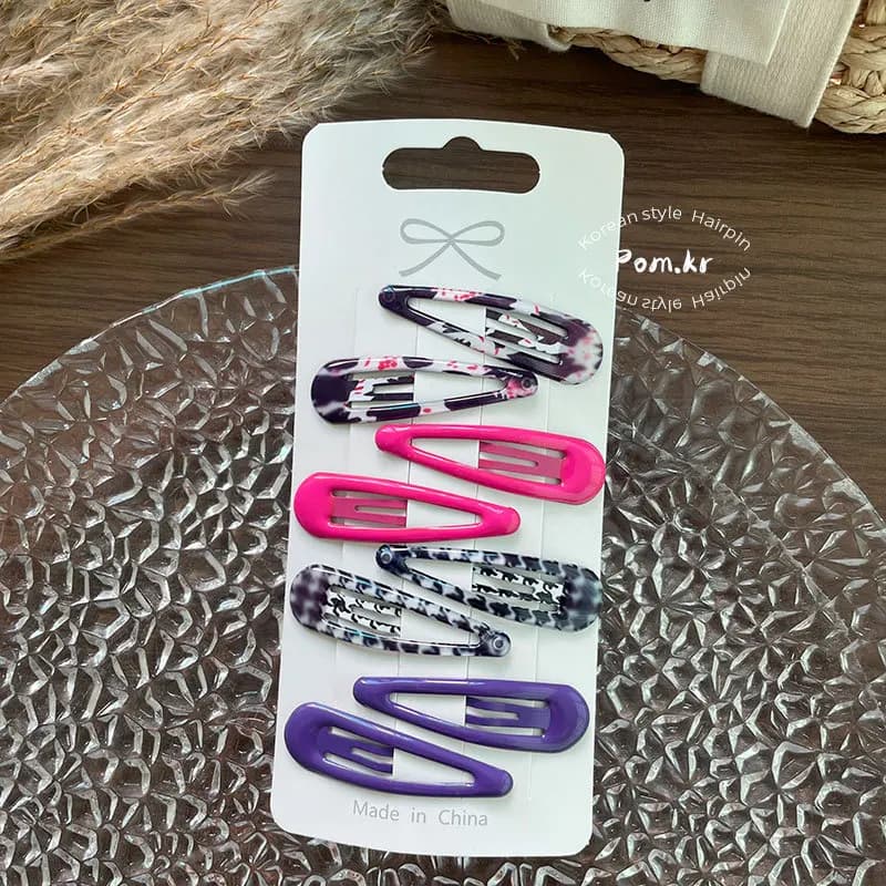 8 fermagli per capelli a scatto con stampa leopardata colorata per ragazze, fermagli a goccia in metallo BB per donne, accessori per capelli alla moda per frangia laterale.